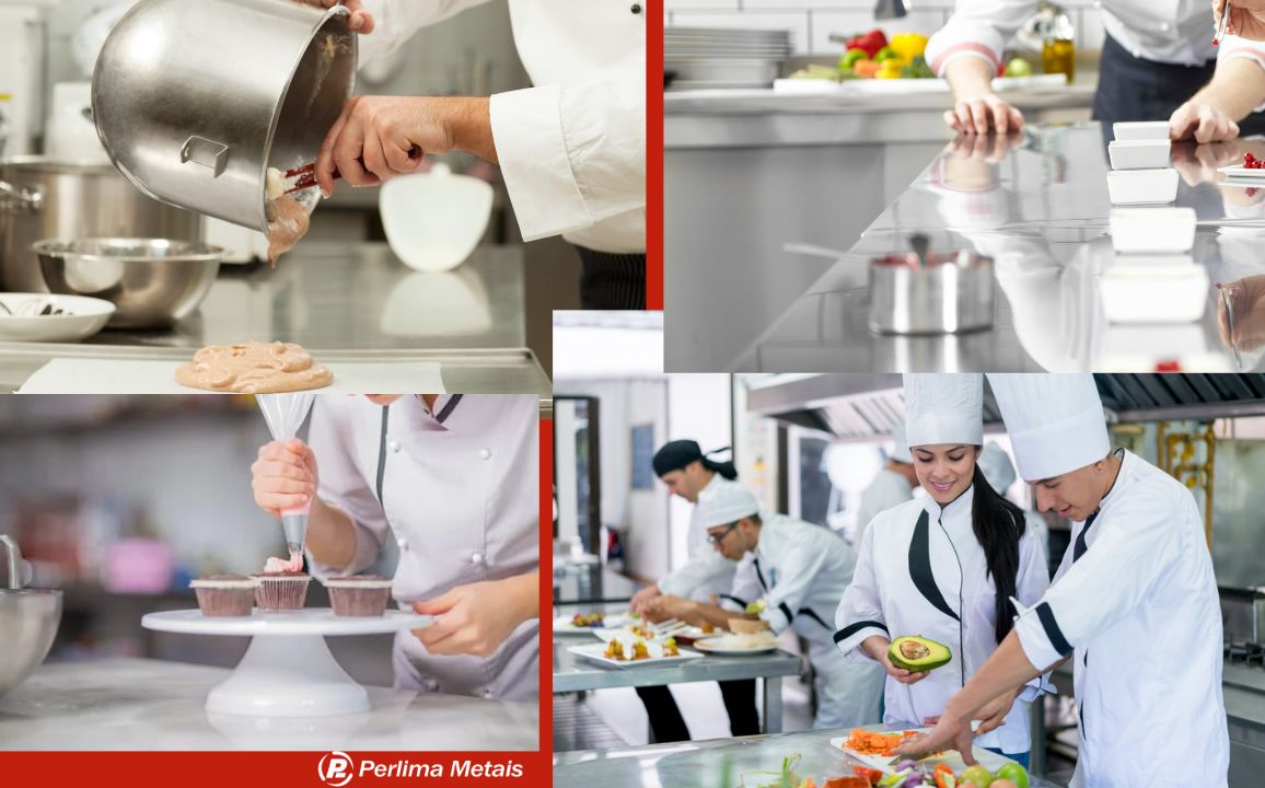 mesas para cozinhas profissionais